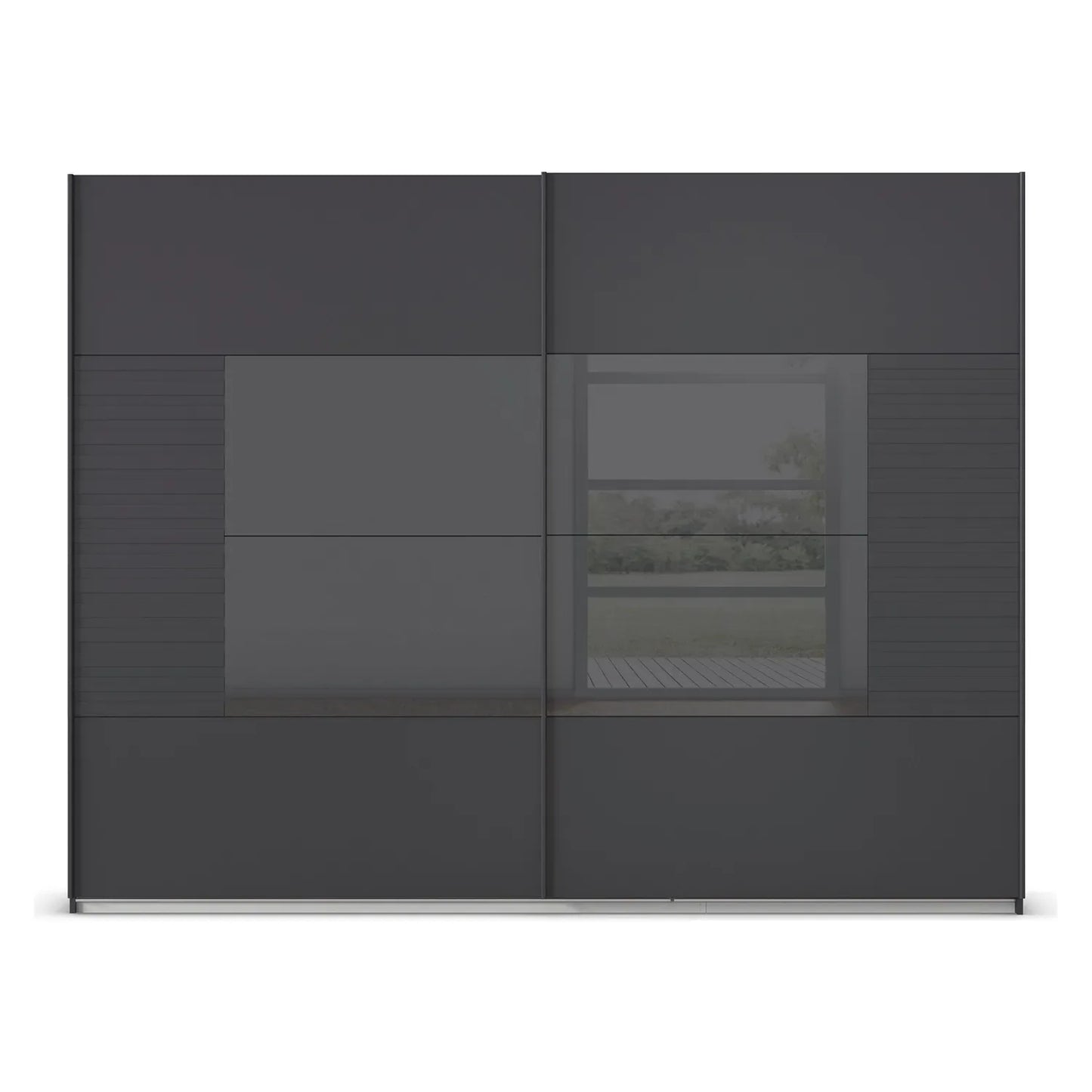 Novaro Graphite & Basalt Glass Sliding Door Wardrobe - Front view