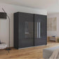 Novaro Graphite & Basalt Glass Sliding Door Wardrobe - Styled in a Bedroom