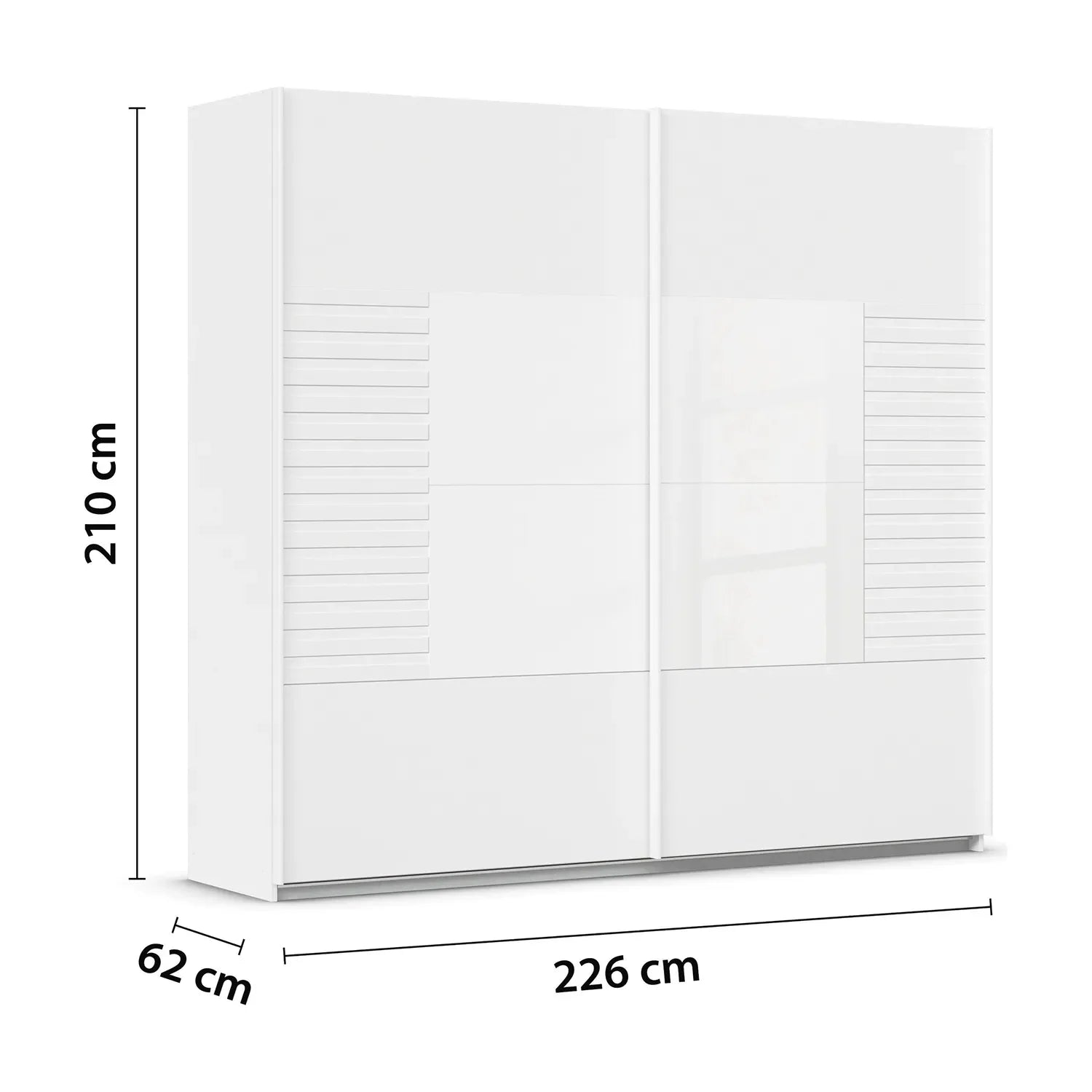 Novaro White Sliding Door Wardrobe - Dimensions
