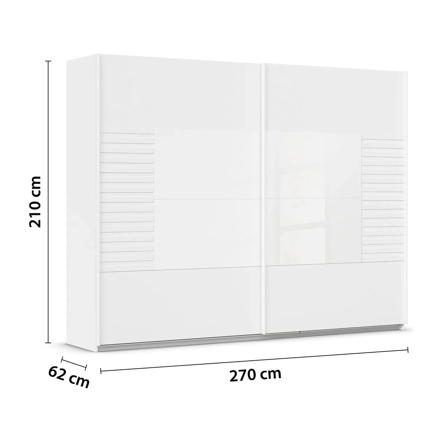 Novaro White Sliding Door Wardrobe - Dimensions
