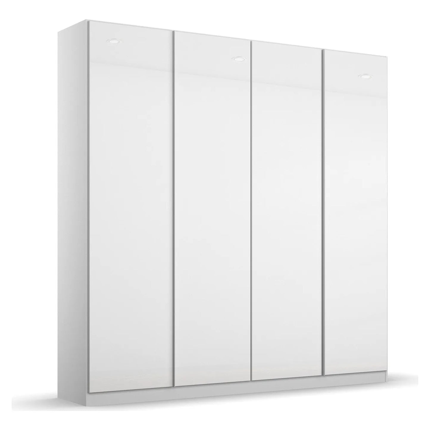 Novus 4 Door Glass Hinged Wardrobe in White Glass - 181cm 
