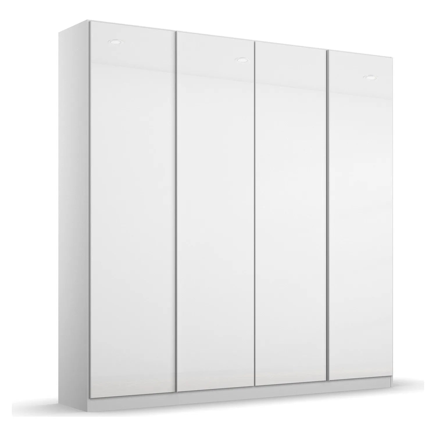 Novus 4 Door Glass Hinged Wardrobe in White Glass - 181cm 