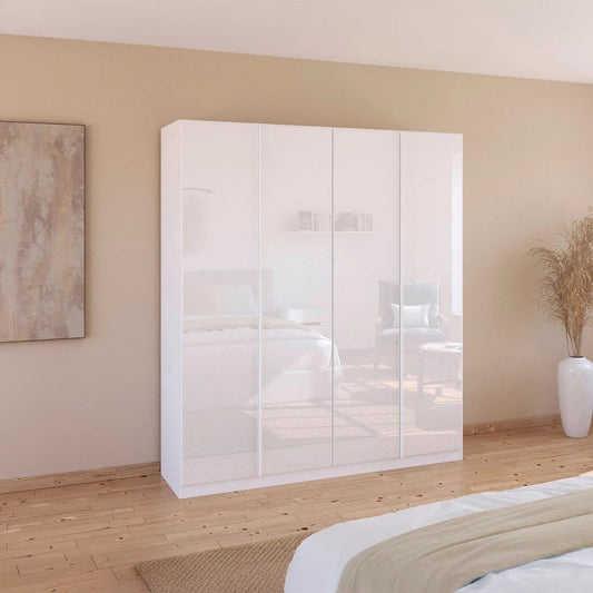 Rauch Monostar Novus White Glass Front  4 Door Hinged Wardrobe Width 181 Height 210cm