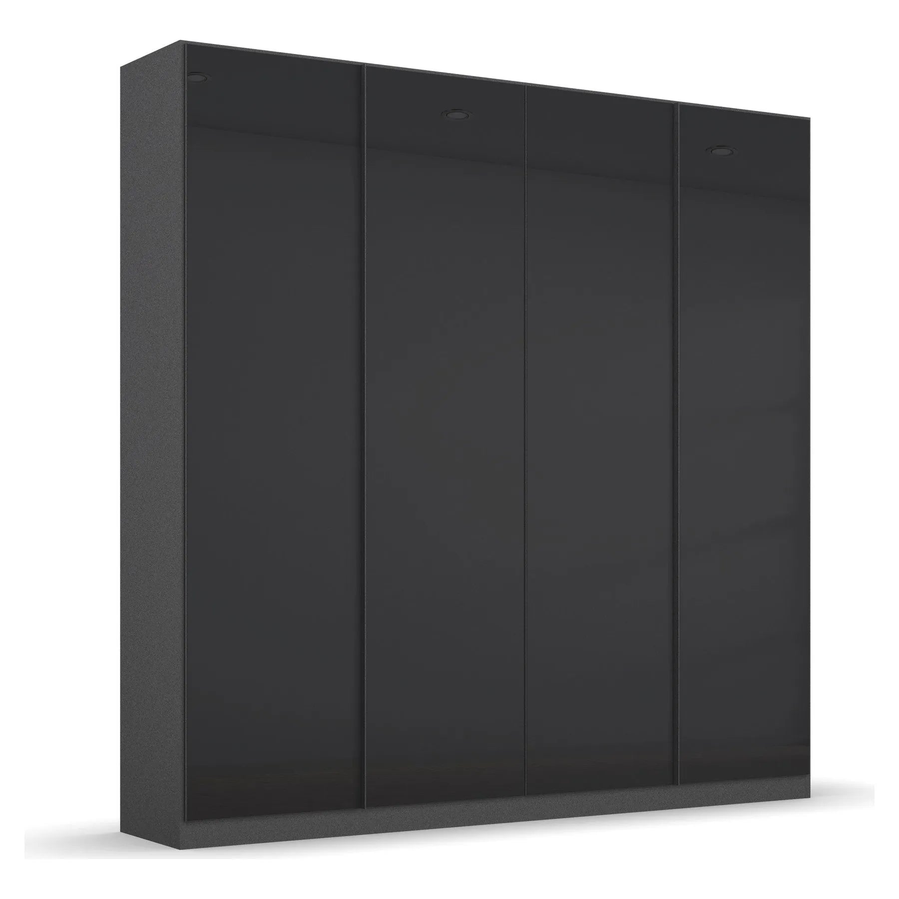 Novus 4 Door Glass Hinged Wardrobe in Basalt Glass - 181cm 