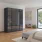 Novus 4 Door Glass Hinged Wardrobe in Basalt Glass - 181cm - Styled in a Bedroom