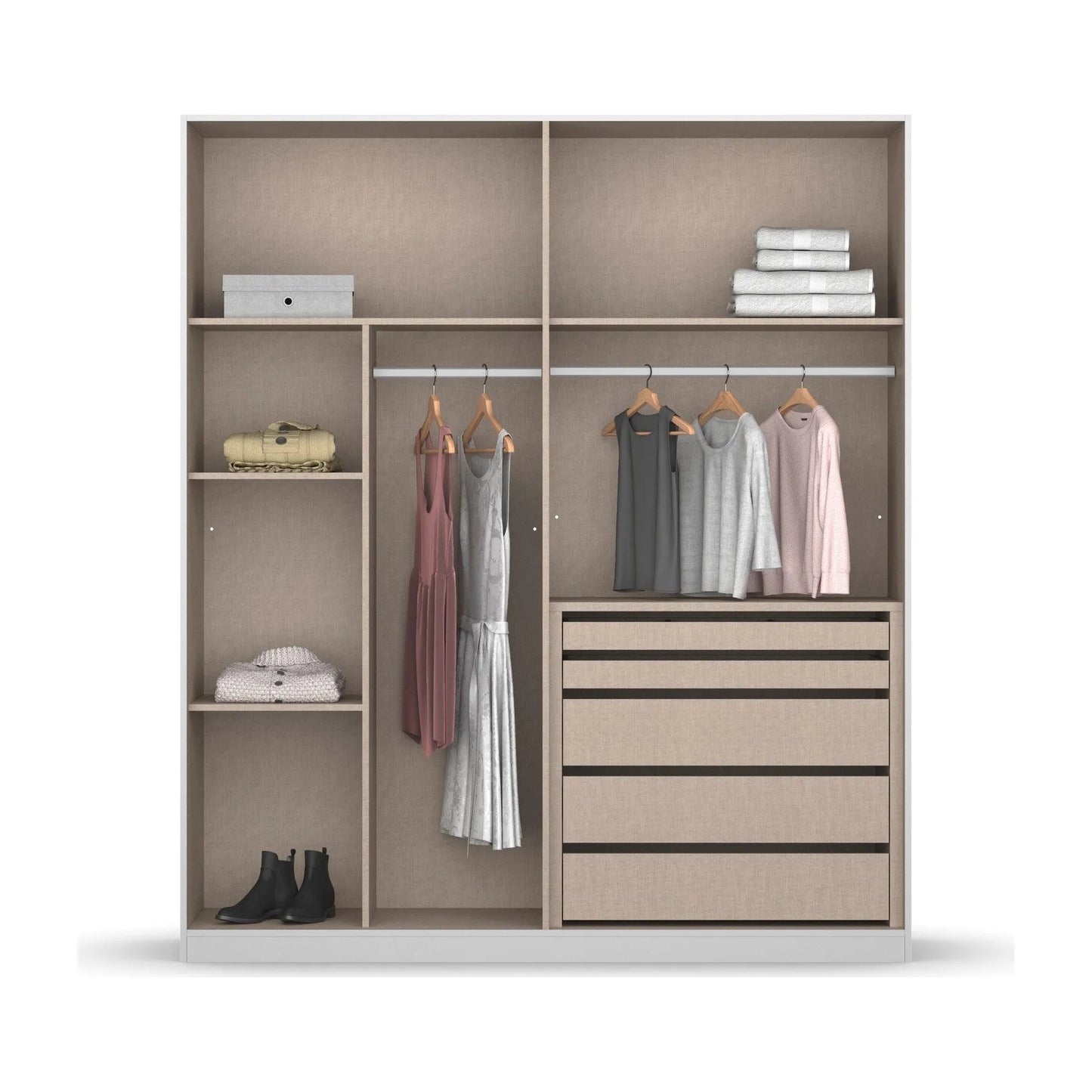 Novus 4 Door Glass Hinged Wardrobe - 181cm - Premium interior View Styled in a Living Room