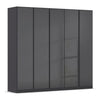 Novus 5 Door Glass Hinged Wardrobe in Basalt Glass - 226cm