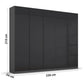 Novus 5 Door Glass Hinged Wardrobe in Basalt - 226cm - Dimensions