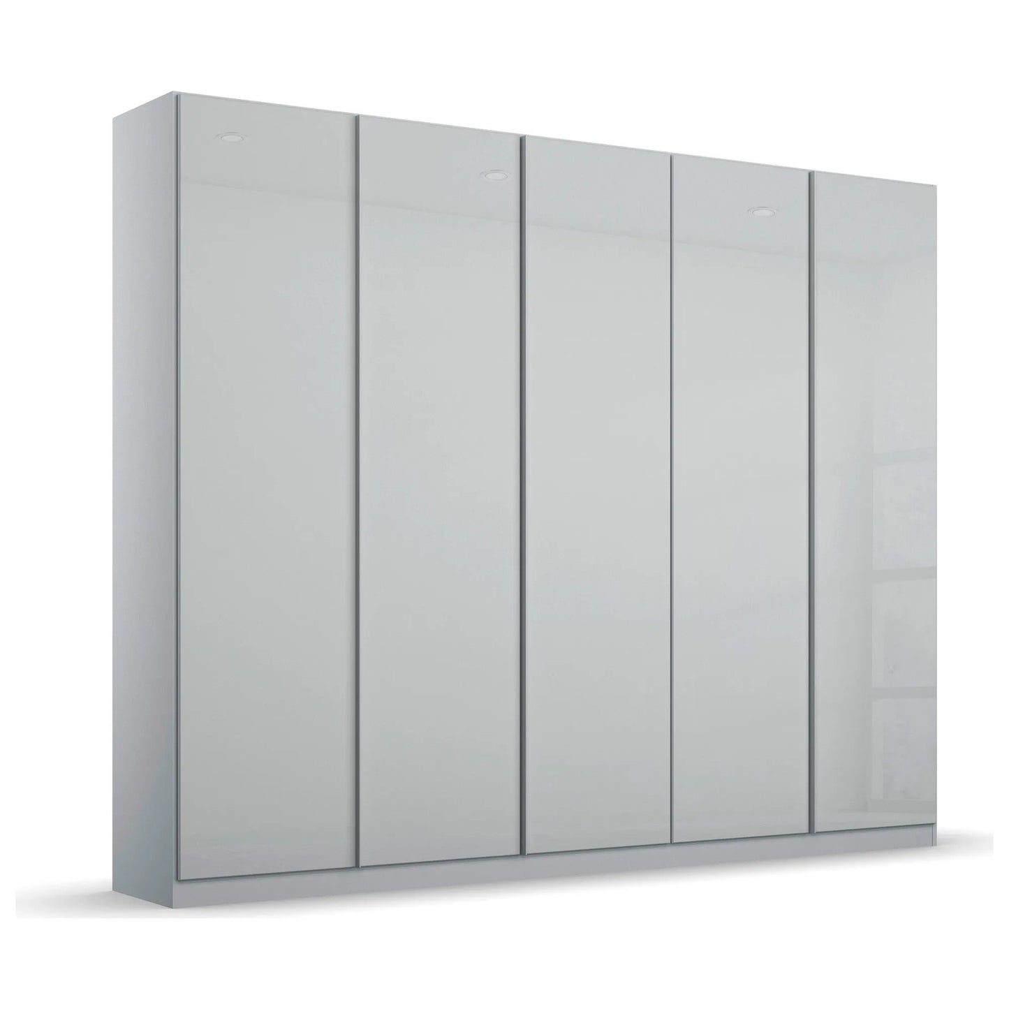 Novus 5 Door Glass Hinged Wardrobe in Silk Grey - 226cm 