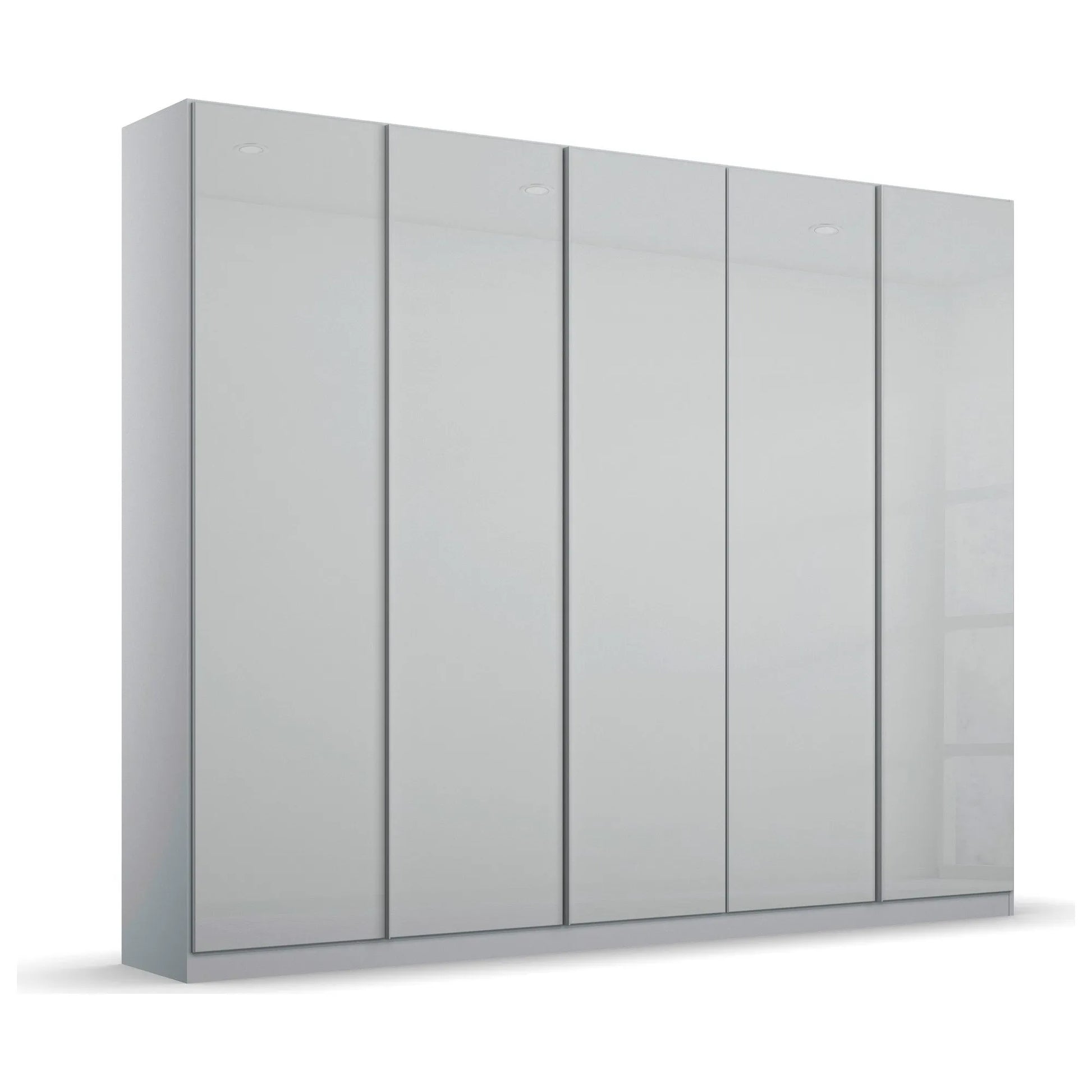 Novus 5 Door Glass Hinged Wardrobe in Silk Grey - 226cm 