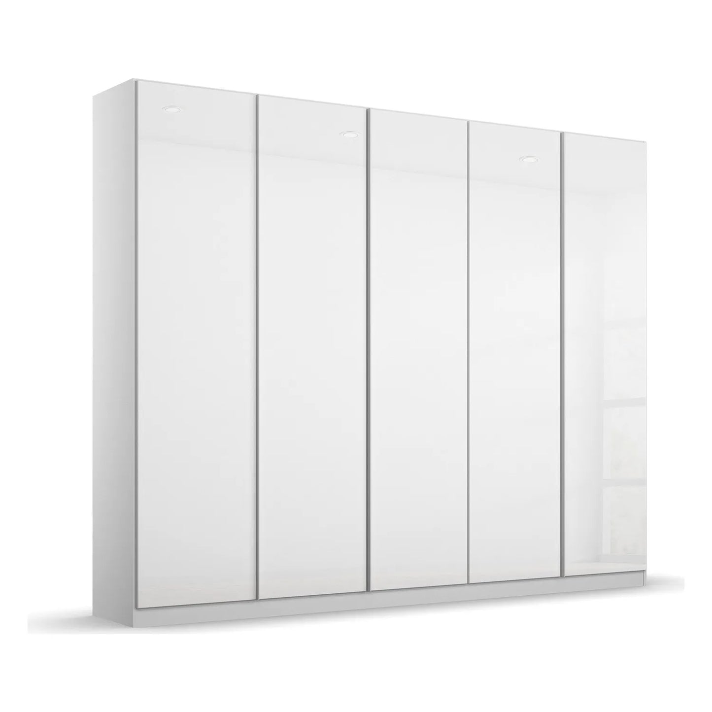 Novus 5 Door Glass Hinged Wardrobe in White - 226cm 