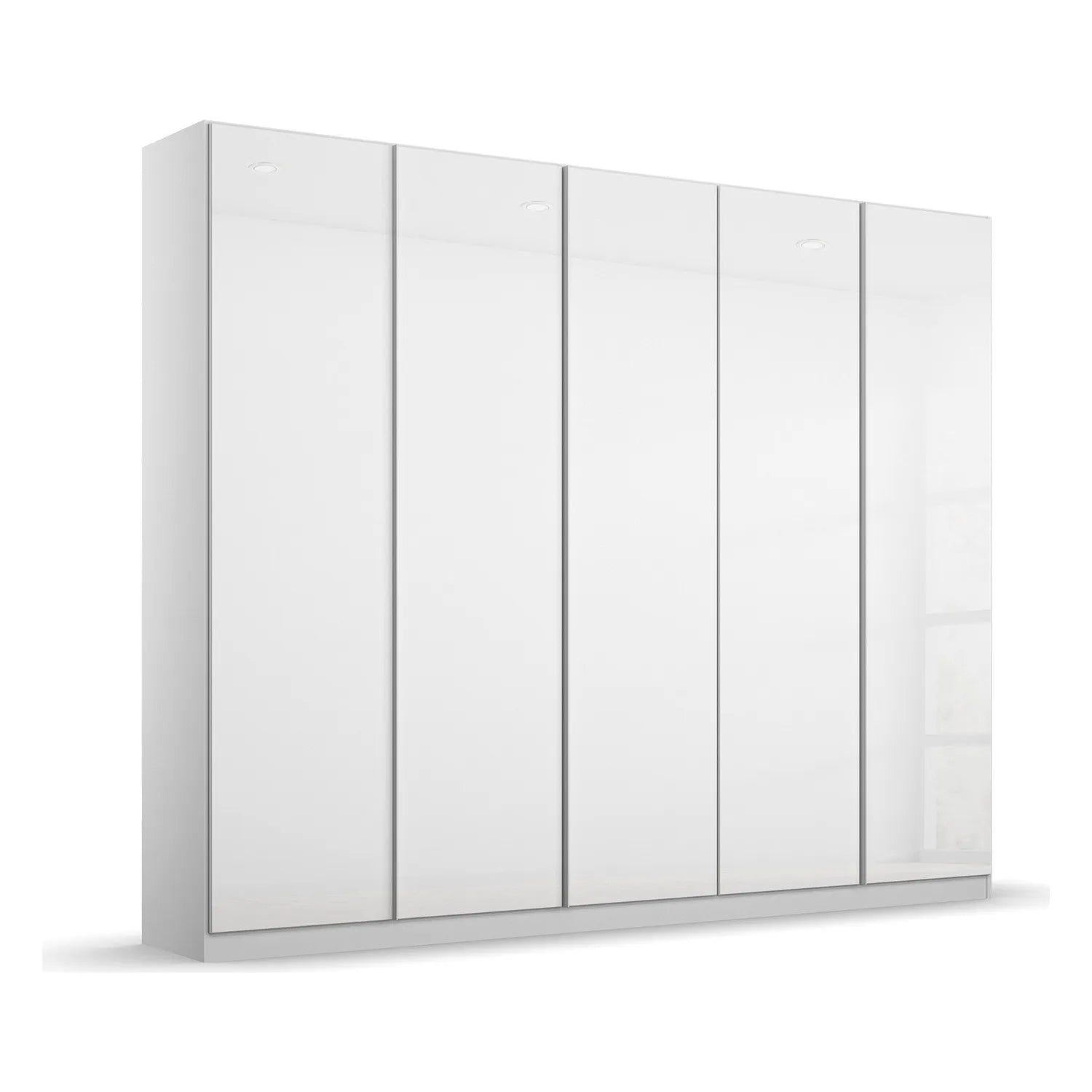 Novus 5 Door Glass Hinged Wardrobe in White - 226cm 