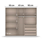 Novus 5 Door Glass Hinged Wardrobe - 226cm - Premium Interior View With Dimensions