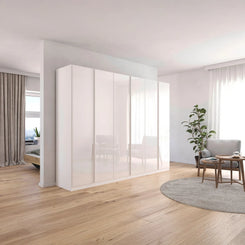 Rauch Monostar Novus 6 Door Glass Hinged Wardrobe in White - 271cm