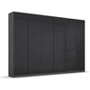 Rauch Novus 6 Door Basalt Glass Hinged Wardrobe in Basalt Glass Front and Graphite Carcase- 271cm