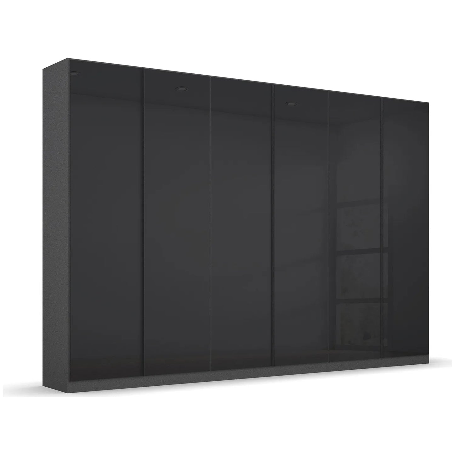 Rauch Novus 6 Door Basalt Glass Hinged Wardrobe in Basalt Glass Front and Graphite Carcase- 271cm