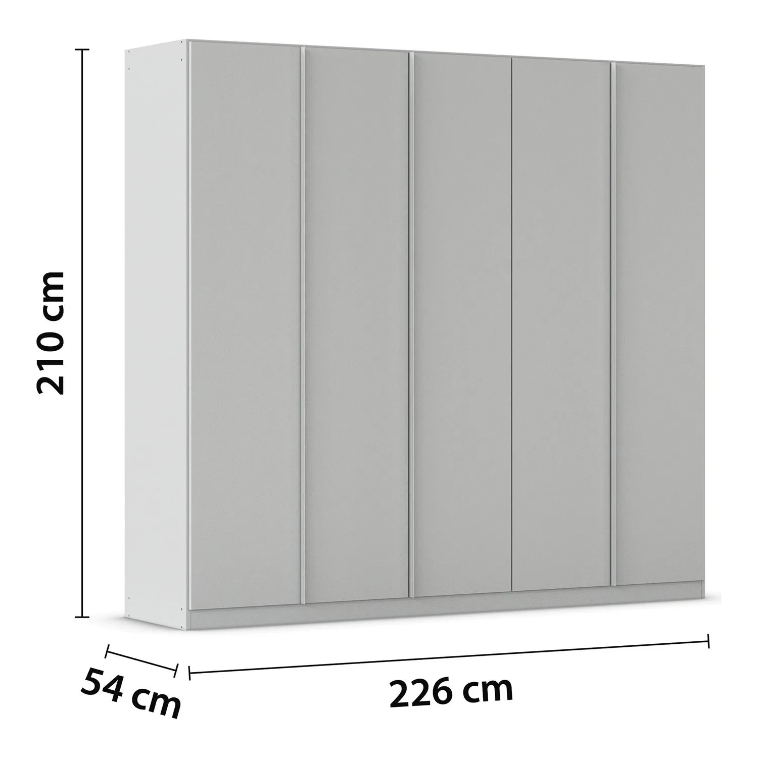 Novus 5 Door Decor Hinged Wardrobe - 226cm - Dimensions