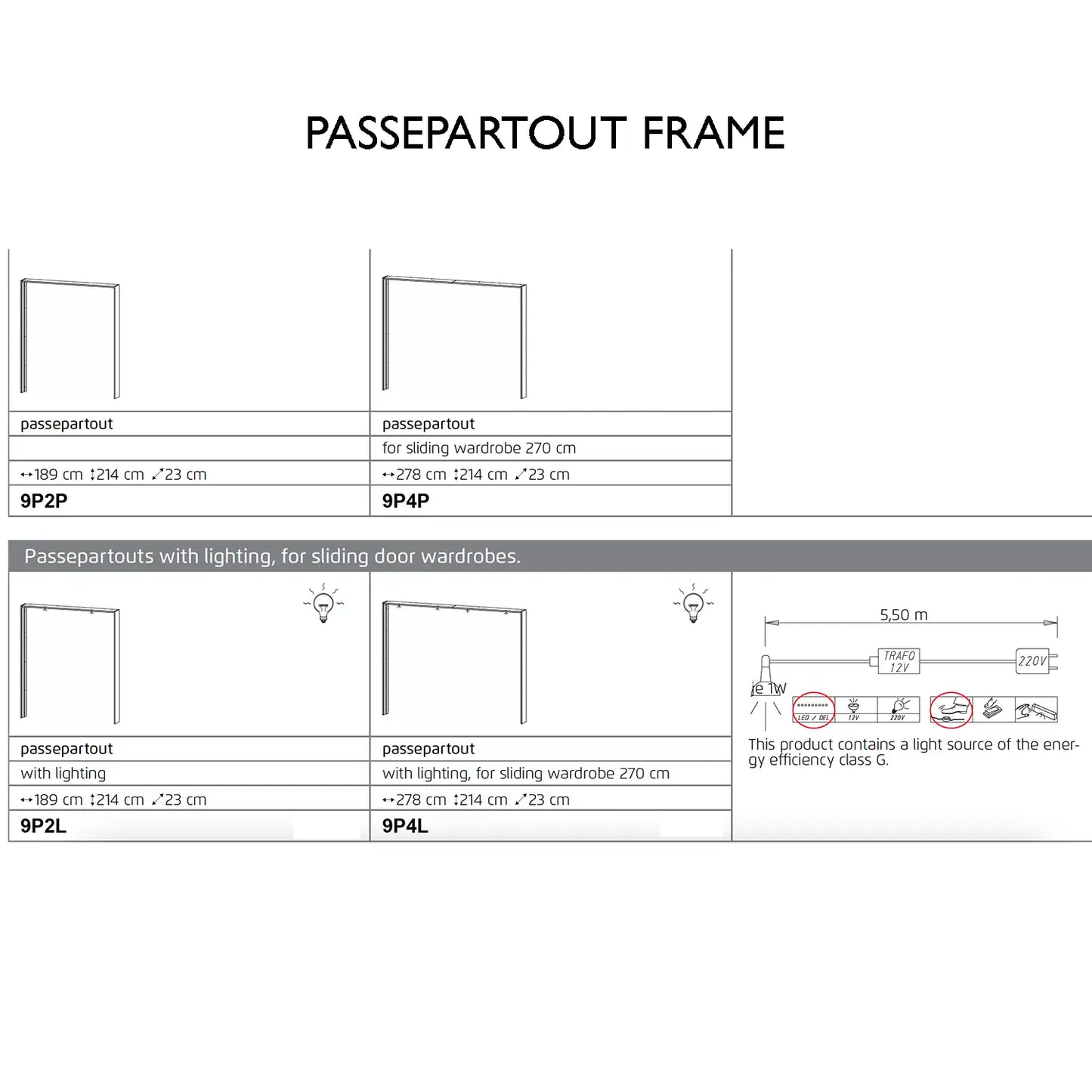 Elon 181cm White Sliding Door Wardrobe with Drawers & Grey Mirror - Passepartout Frame with Light & without Light Options