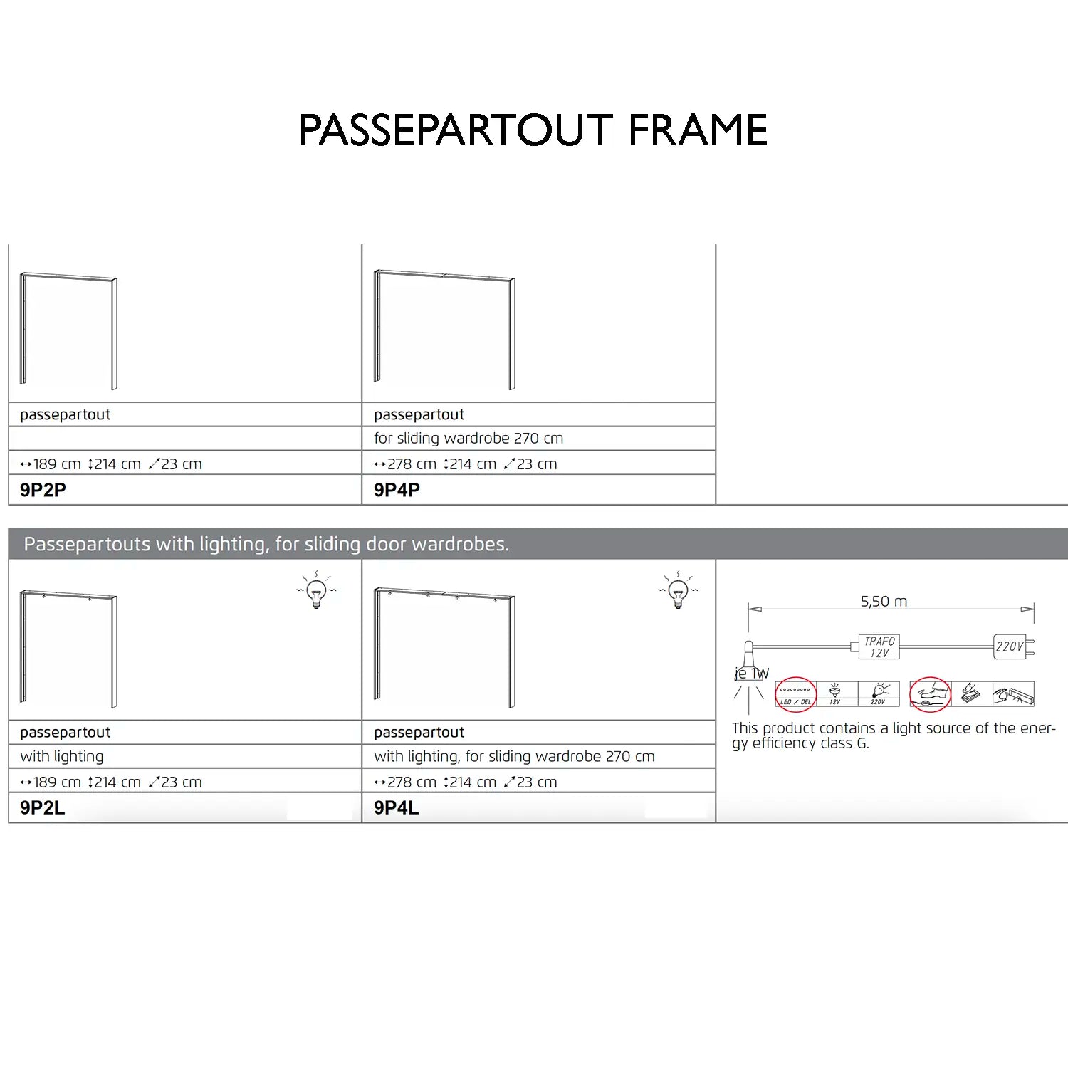 Elon 181cm White Sliding Door Wardrobe with Drawers & Grey Mirror - Passepartout Frame with Light & without Light Options