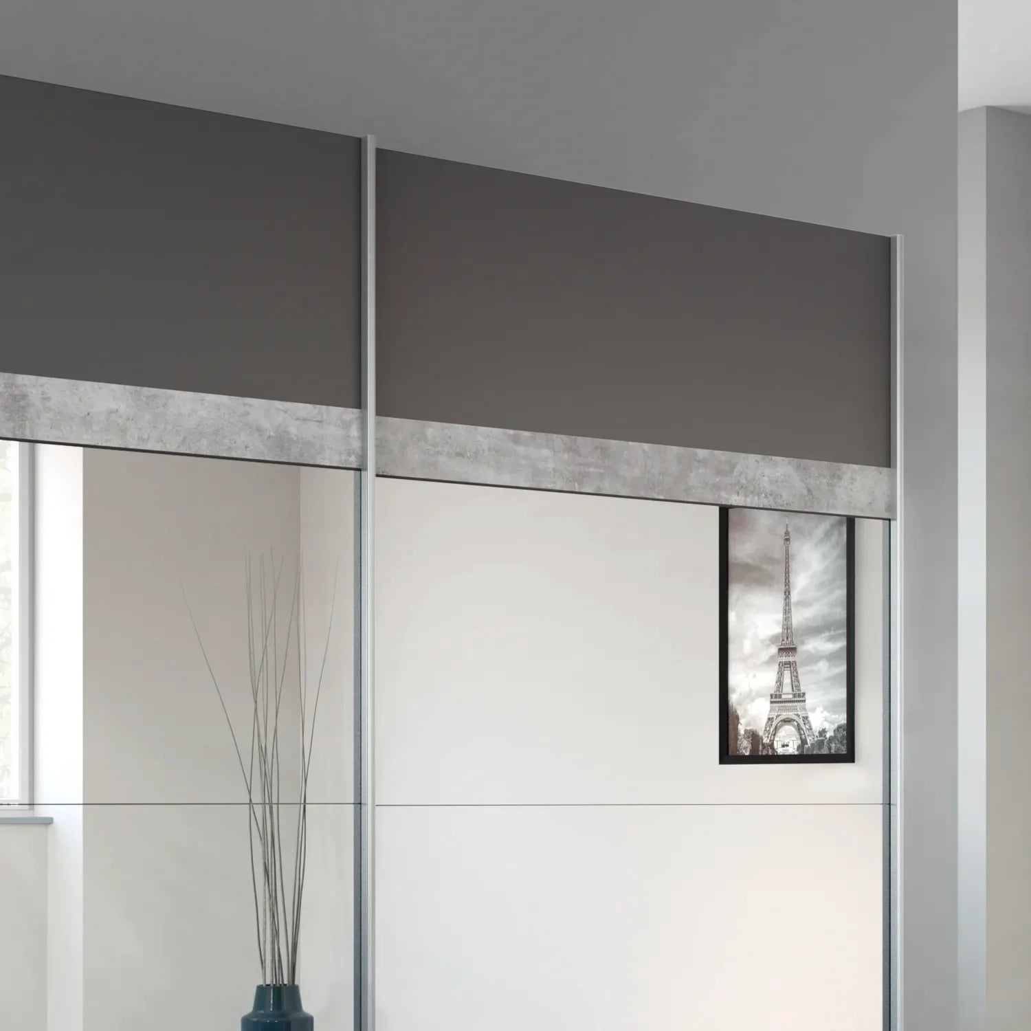 Penzberg 181cm Sliding Door Wardrobe with Mirror - Close Up