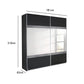 Penzberg 181cm Sliding Door Wardrobe with Mirror with dimensions labeled on a white background