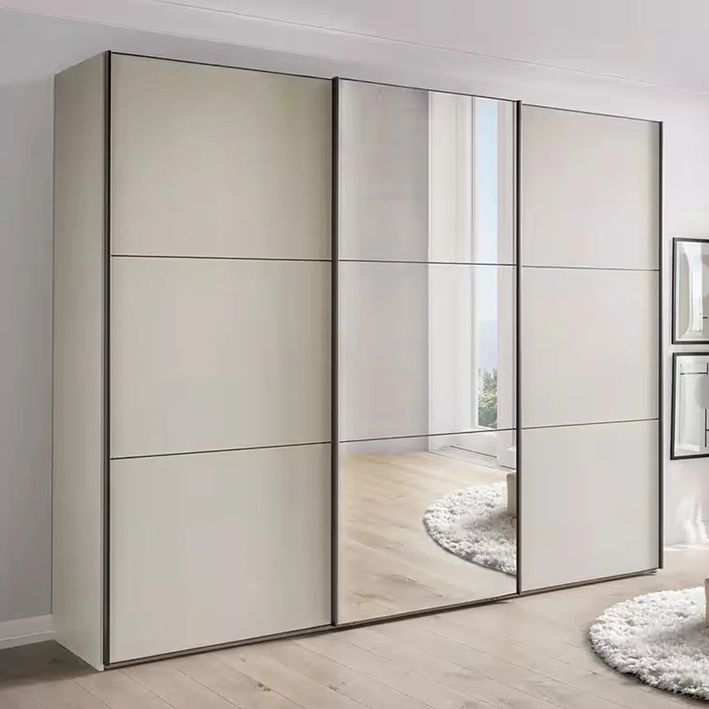 Wiemann Phoenix Champagne 3 Door Sliding Wardrobe in Matte with Mirror