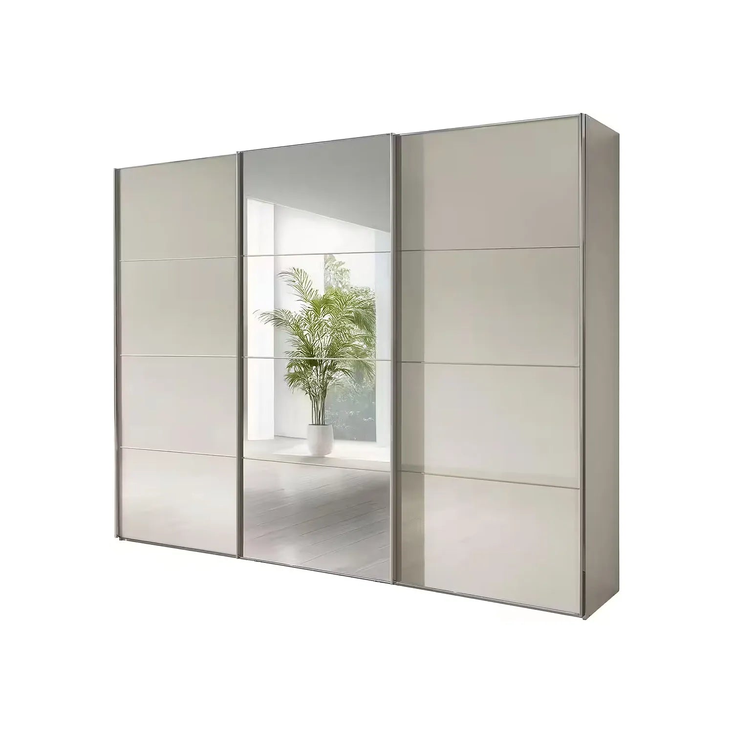Wiemann Phoenix Champagne 3 Door Sliding Wardrobe in Glass with Mirror