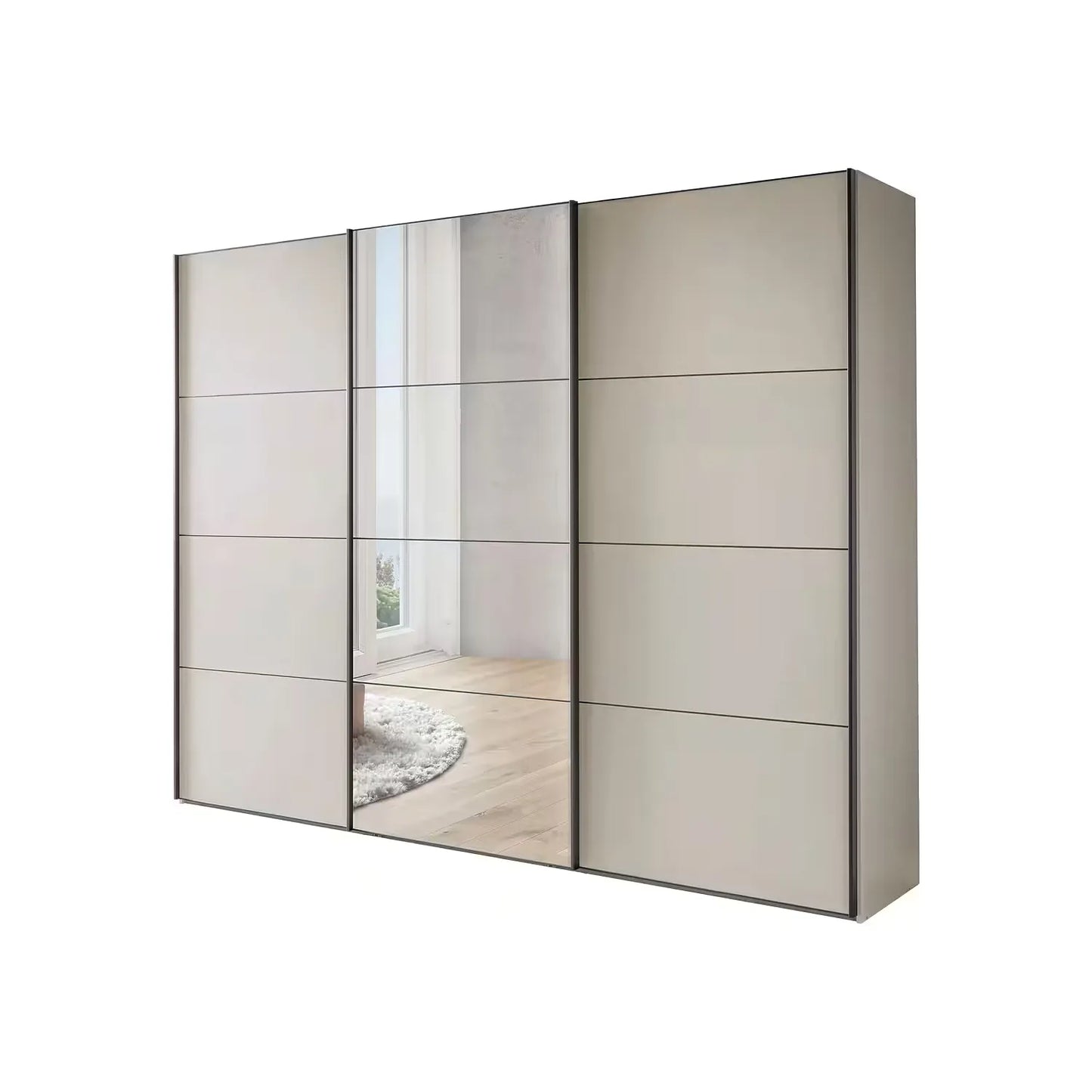 Wiemann Phoenix Champagne 3 Door Sliding Wardrobe in Matte with Mirrror
