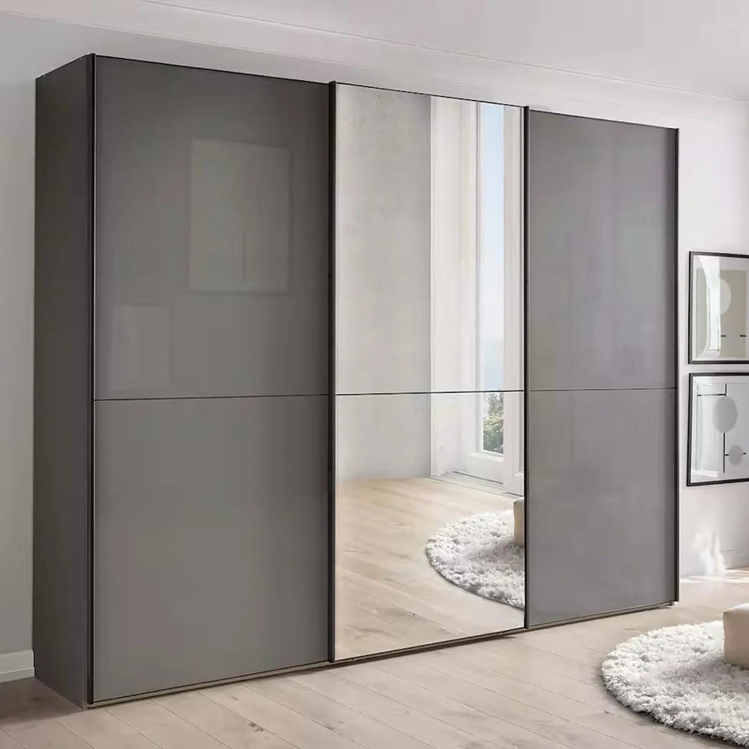 Wiemann Phoenix Lava 3 Door Sliding Wardrobe in Glass with Mirror