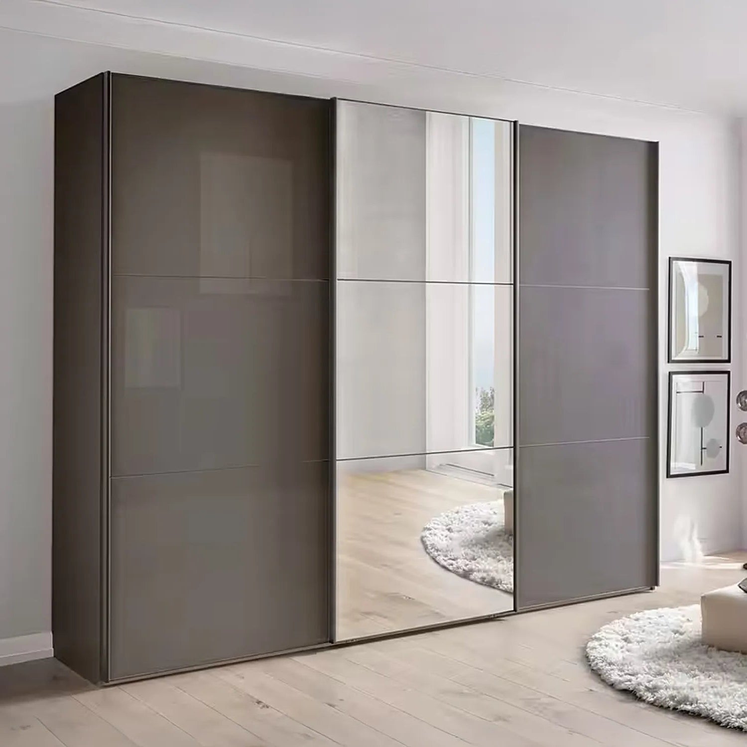 Wiemann Meridian Lava 3 Door Sliding Wardrobe in Glass with Mirror