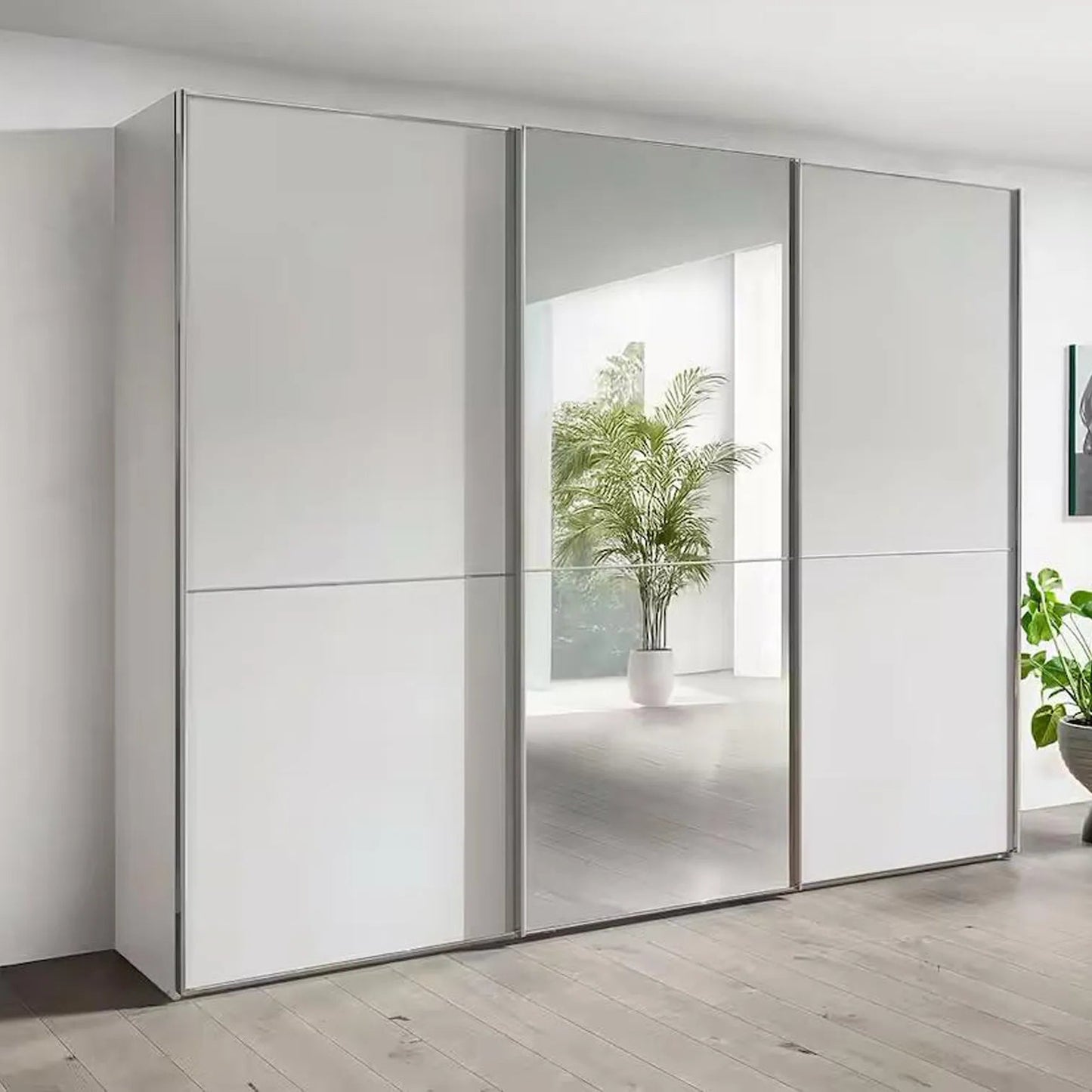 Wiemann Phoenix White 3 Door Sliding Wardrobe in matte white crystal
