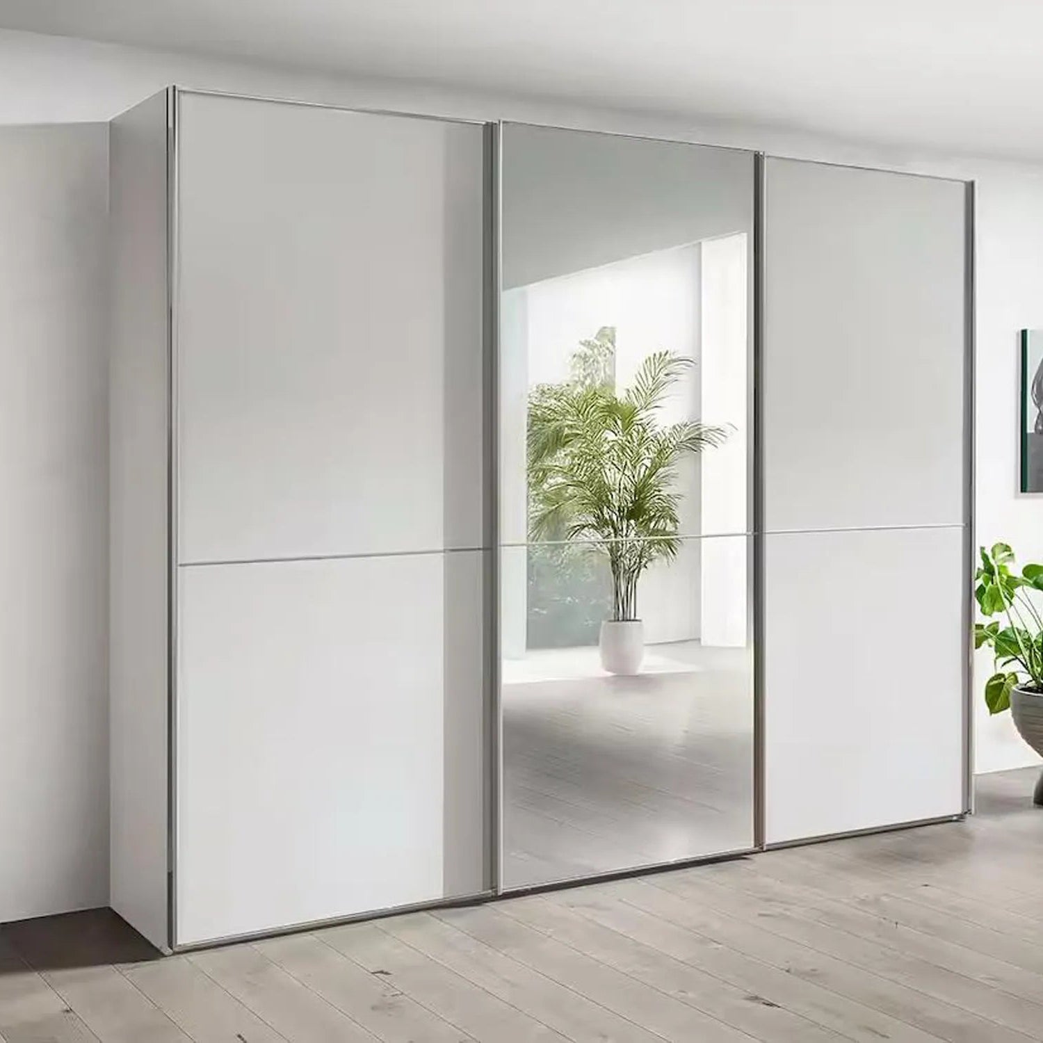 Wiemann Phoenix White 3 Door Sliding Wardrobe in matte white crystal
