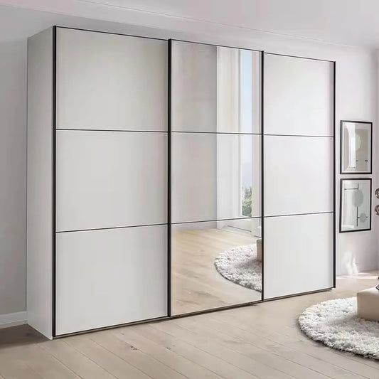 Wiemann Meridian White 3 Door Sliding Wardrobe in Matte with Mirror