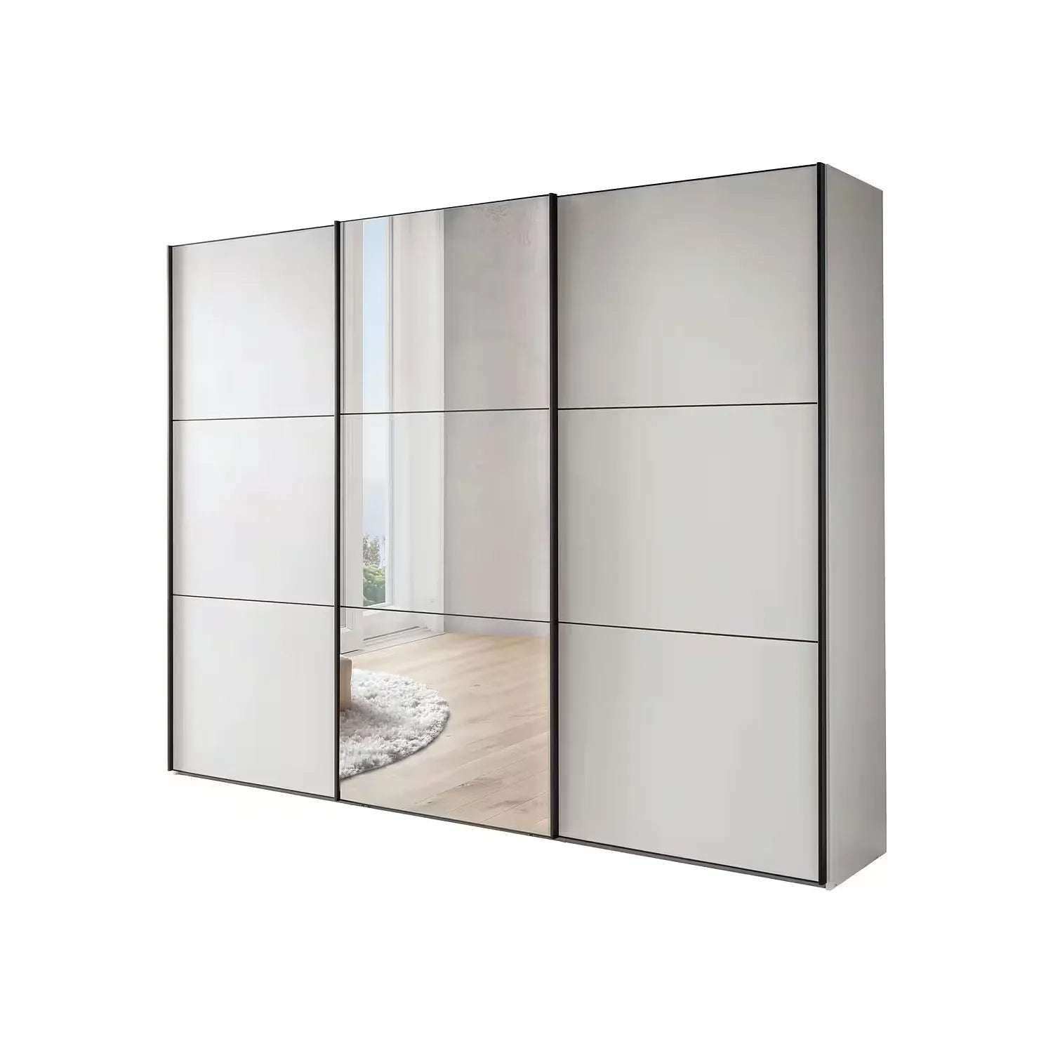 Wiemann Meridian White 3 Door Sliding Wardrobe in Matte with Mirror