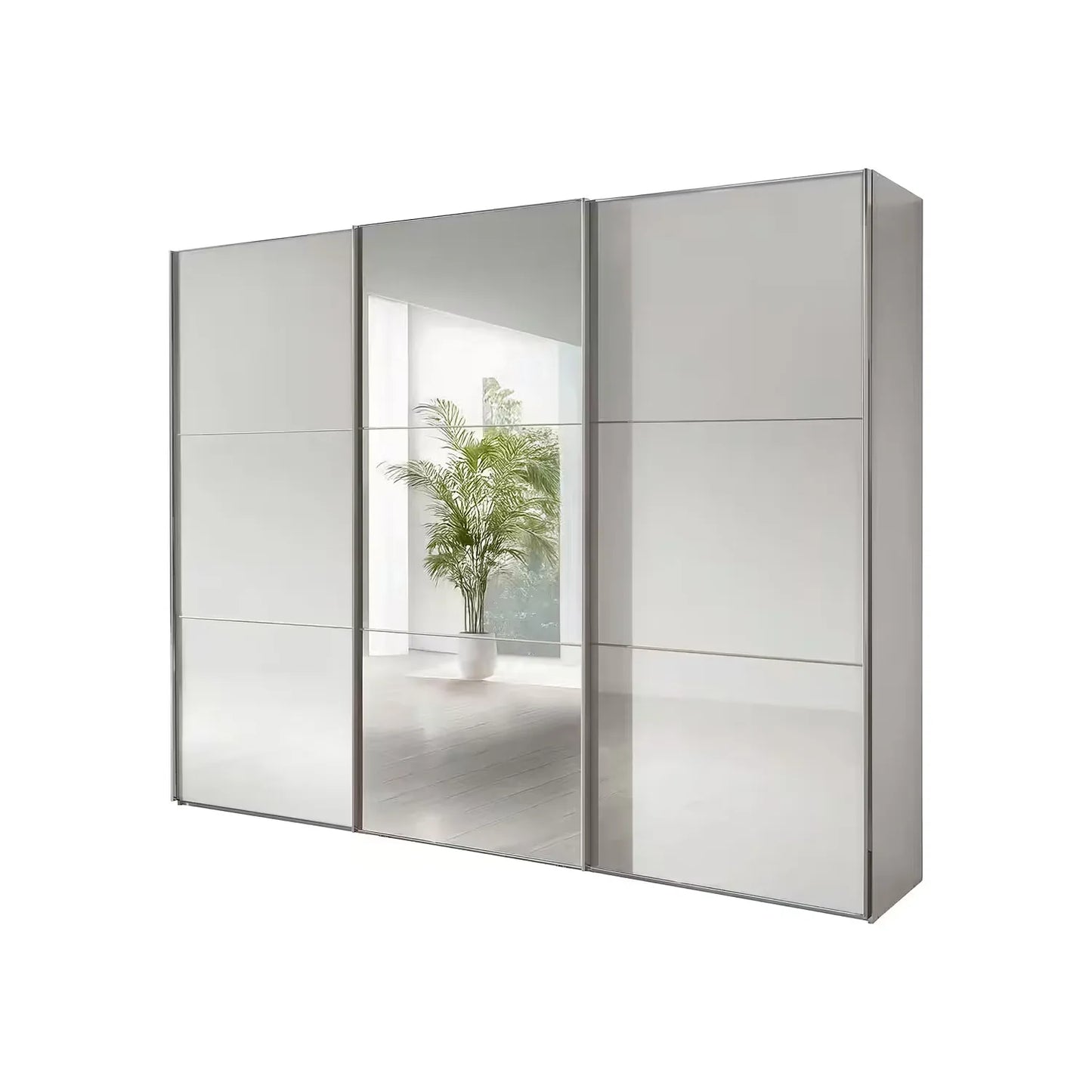 Wiemann Meridian White 3 Door Sliding Wardrobe in Glass with Mirror
