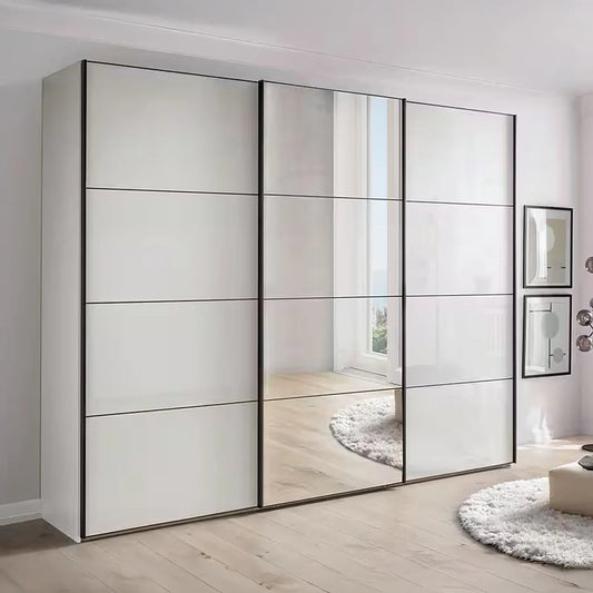 Wiemann Phoenix White 3 Door Sliding Wardrobe in Glass with Mirror