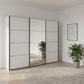 Wiemann Phoenix White 3 Door Sliding Wardrobe in Glass with Mirror