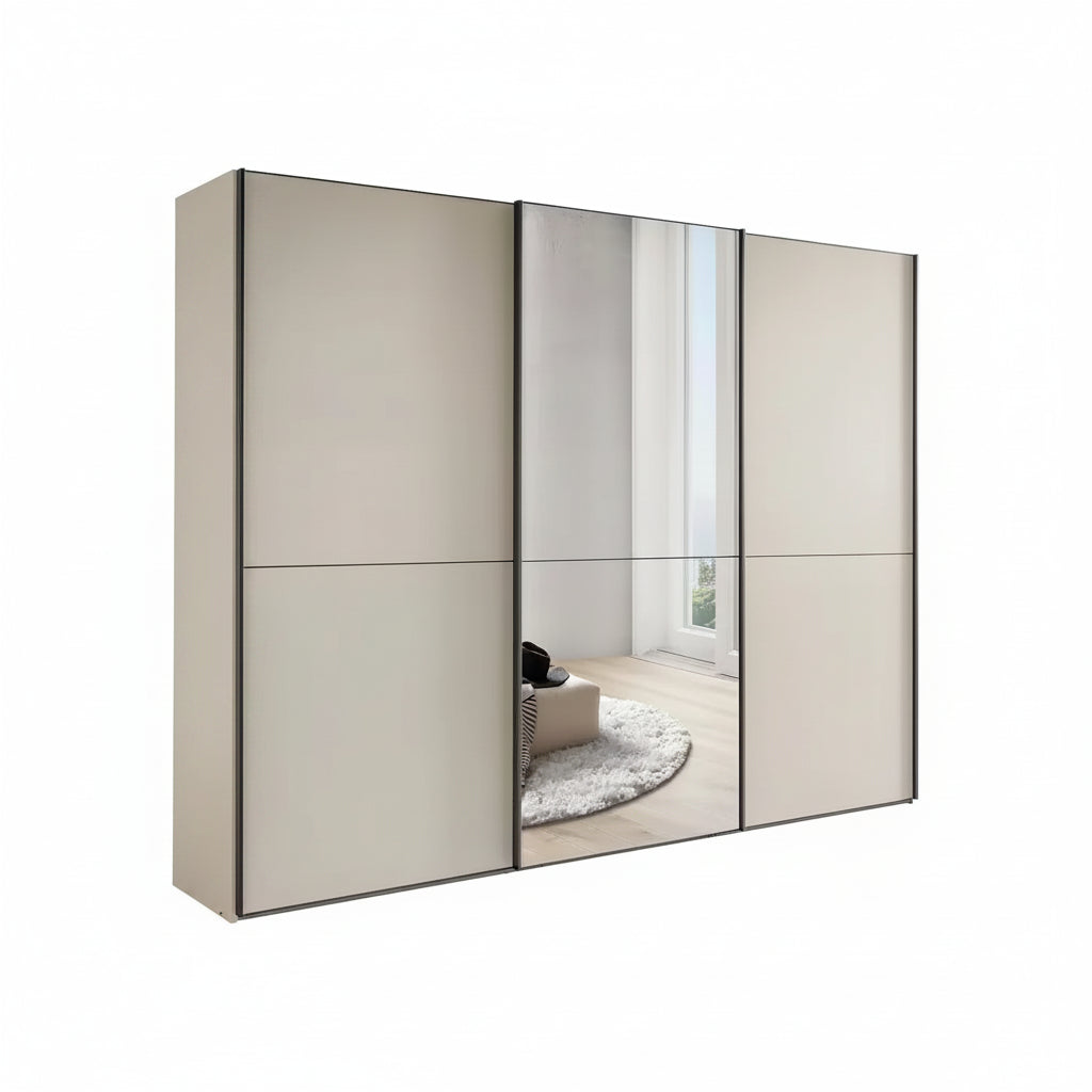Wiemann Phoenix matt decor Champagne 3 Door Sliding Wardrobe with mirror