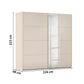 Beige wardrobe with dimensions labeled on a white background - W226cm
