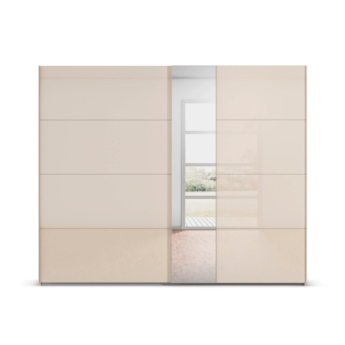 Cairns Large 271cm Champagne 2 Door Sliding Wardrobe with LED Mirror 