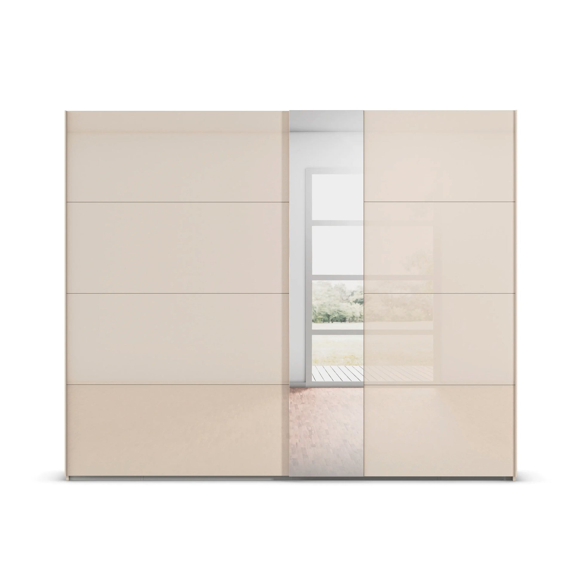 Cairns Large 271cm Champagne 2 Door Sliding Wardrobe with LED Mirror 