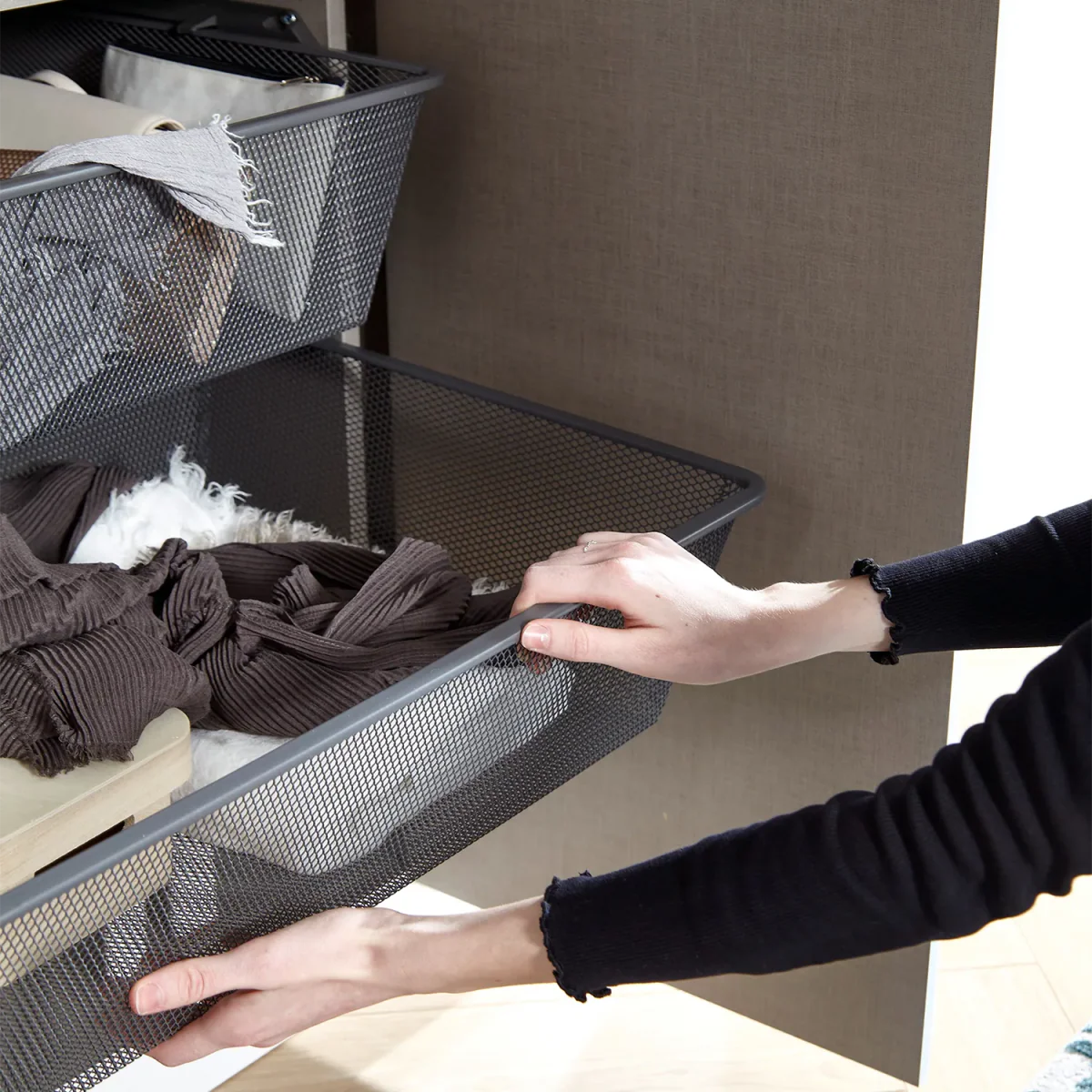 Mesh Basket Insert for Rauch Wardrobes - Closeup View