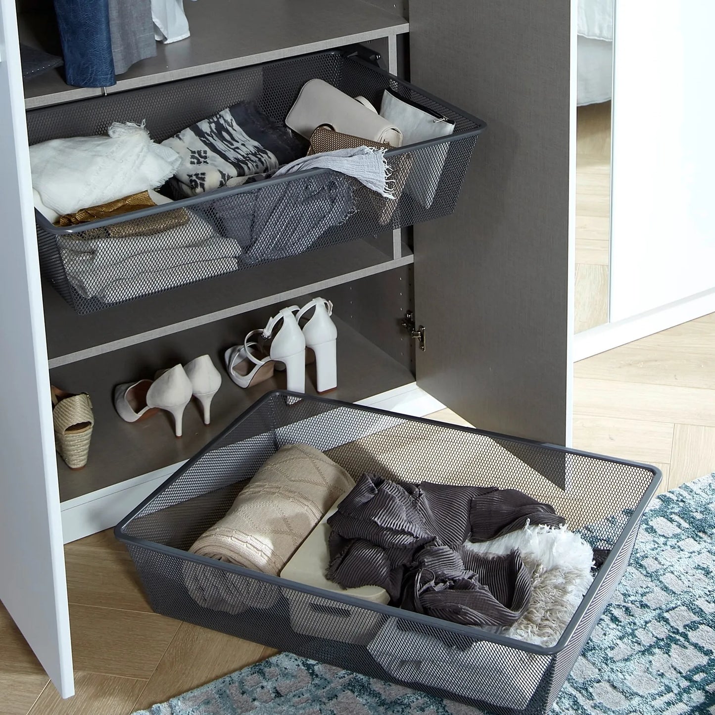 Mesh Basket Insert for Rauch Wardrobes - Styled in a Wardrobe 