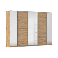 Rauch Agor Artisan Oak Hinged and Sliding Door Wardrobe With Mirror - Length 301cm
