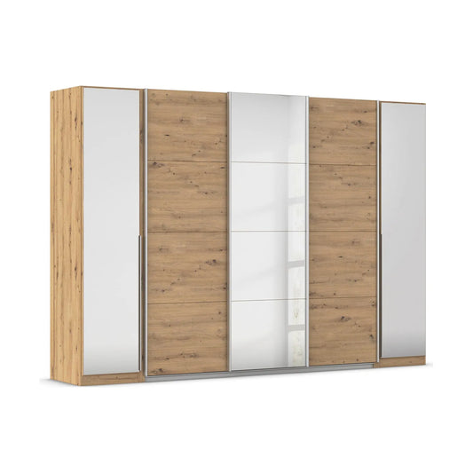 Rauch Agor Artisan Oak Hinged and Sliding Door Wardrobe With Mirror - Length 301cm
