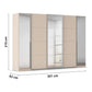 Rauch Agor Champagne Hinged and Sliding Door Wardrobe With and dimensions labeled on a white background