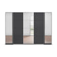 Rauch Agor Metallic Grey Or Basalt Glass Hinged and Sliding Door Wardrobe With Mirror - W301cm