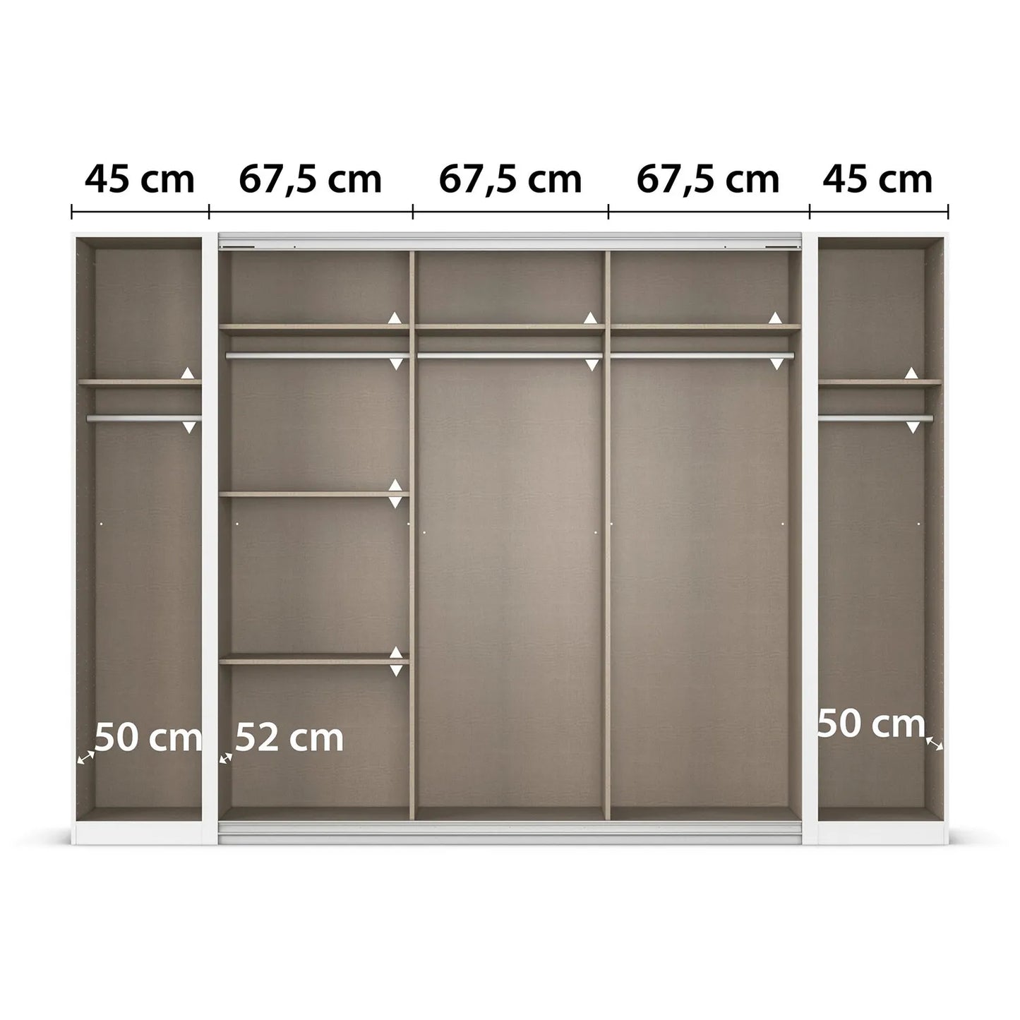 Rauch Agor Wardrobe with dimensions labeled on a white background
