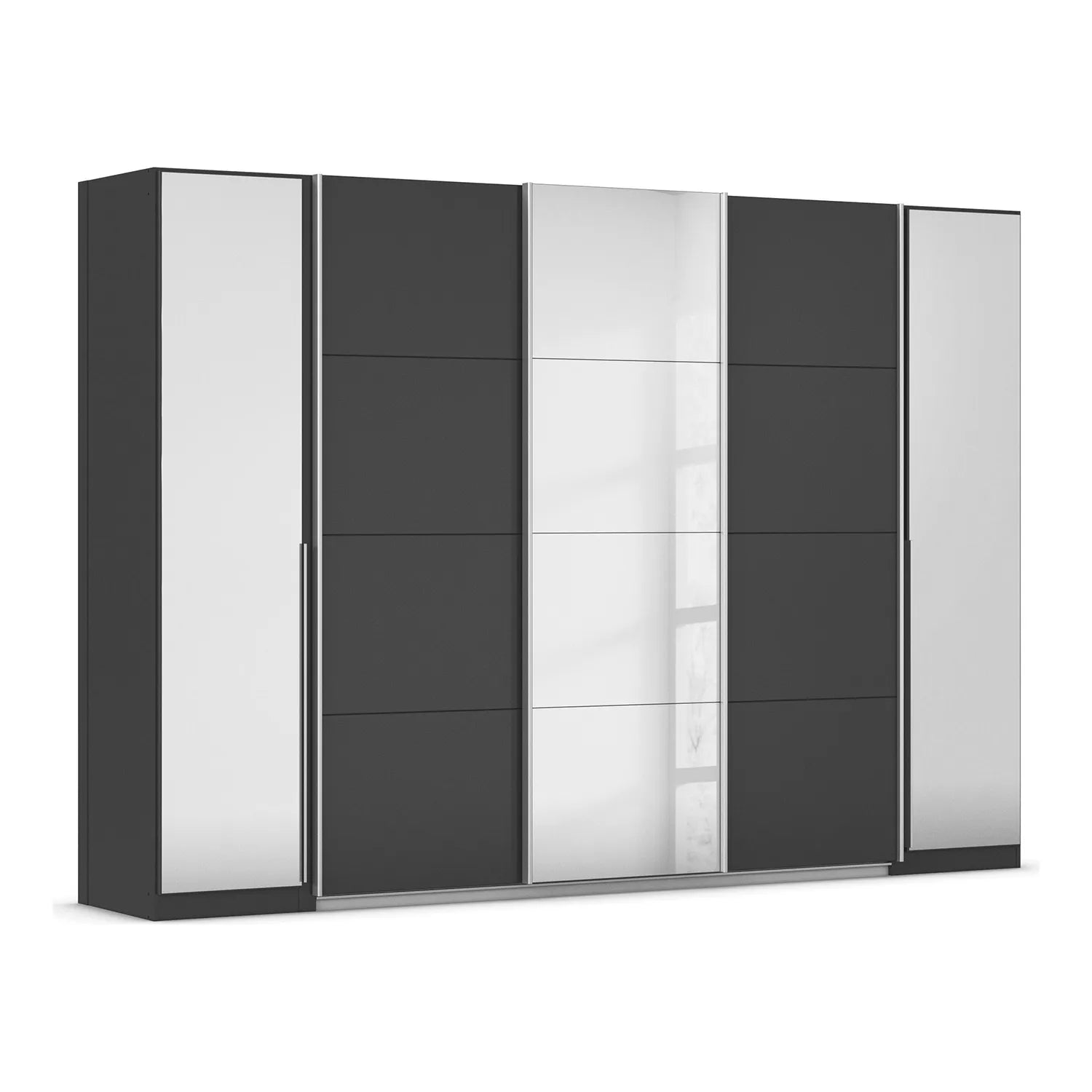 Rauch Agor Metallic Grey Hinged and Sliding Door Wardrobe With Mirror - W301cm