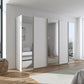 Large 300cm White wardrobe with mirrors in a modern bedroom setting